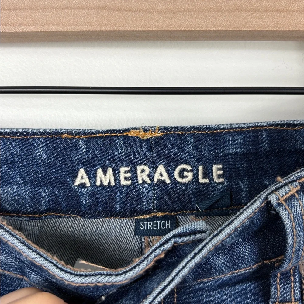 American Eagle Low Rise Baggy Wide Leg Women’s Size 6 Short New Dark Wash - Picture 6 of 11